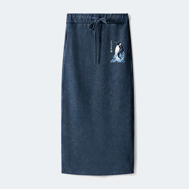 Tokyo-Tiger Keep Calm Penguin Washed Terry Skirt