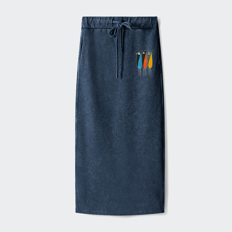 Tokyo-Tiger Bold Shape Birds Washed Terry Skirt