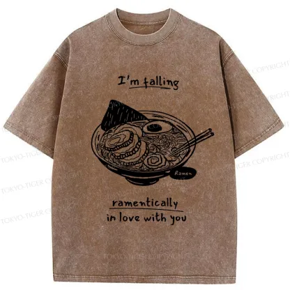 Tokyo-Tiger I'm Falling In Love With Ramen Washed T-Shirt