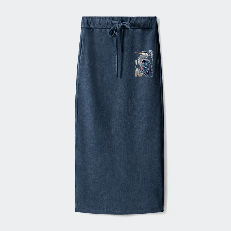 Tokyo-Tiger Stylish Blue Heron Washed Terry Skirt