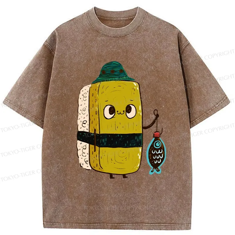 Tokyo-Tiger Cute Sushi Fisher Washed T-Shirt
