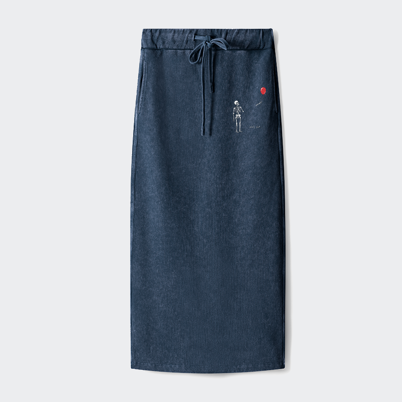 Tokyo-Tiger Skeleton Balloon Meme Washed Terry Skirt