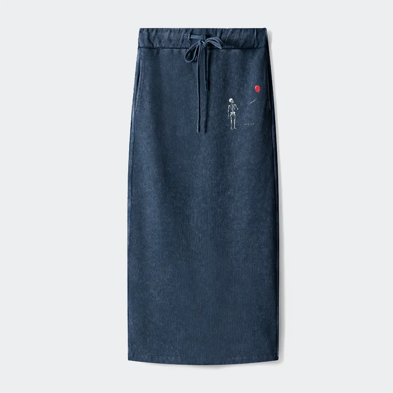 Tokyo-Tiger Skeleton Balloon Meme Washed Terry Skirt
