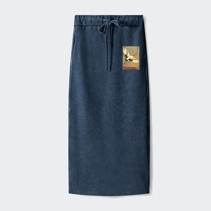 Tokyo-Tiger Crane Spirit Washed Terry Skirt