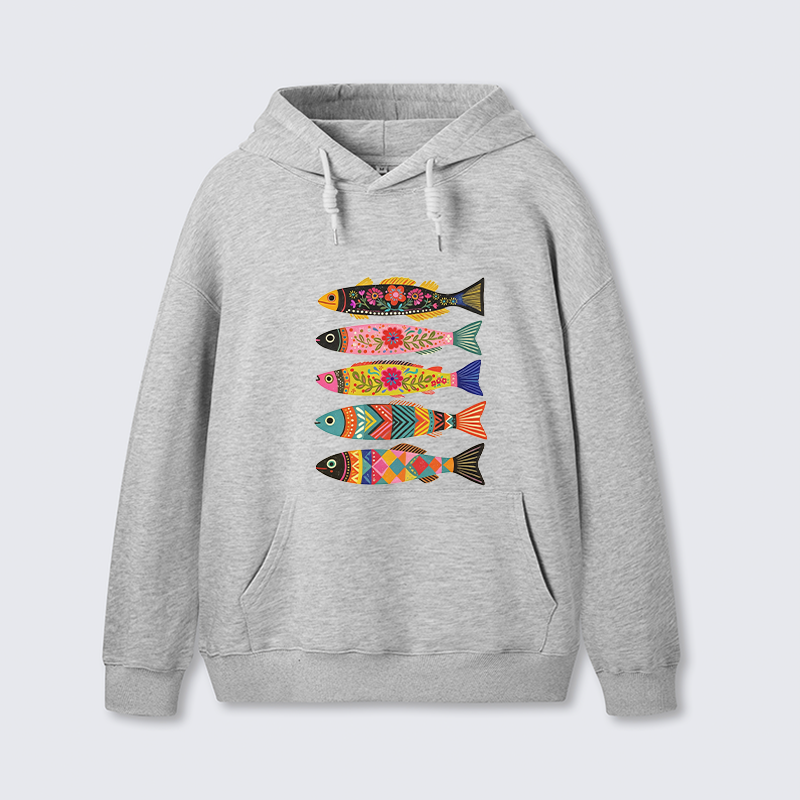 Tokyo-Tiger Colorful Patterned Fish Classic Hoodie