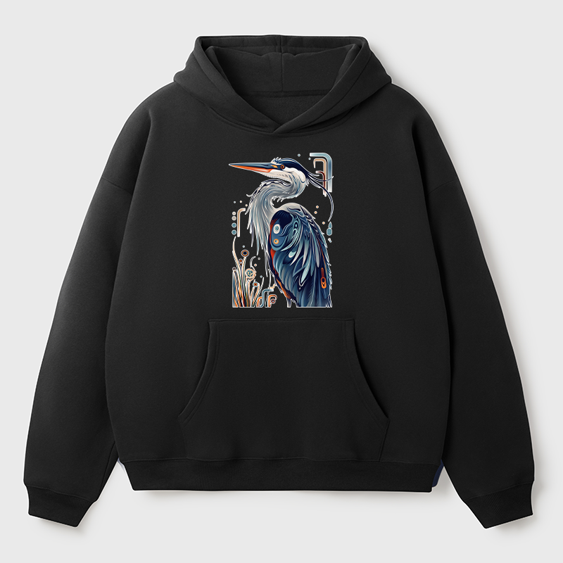 Tokyo-Tiger Stylish Blue Heron Adult Fleece Hoodie