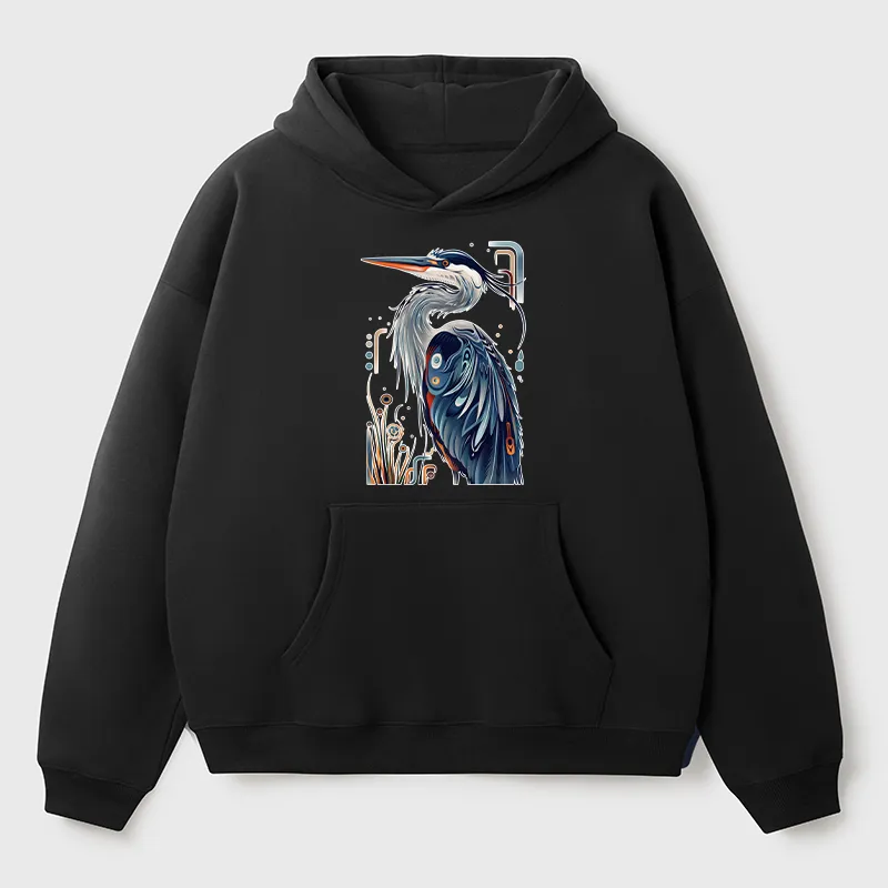 Tokyo-Tiger Stylish Blue Heron Adult Fleece Hoodie