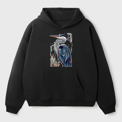 Tokyo-Tiger Stylish Blue Heron Adult Fleece Hoodie
