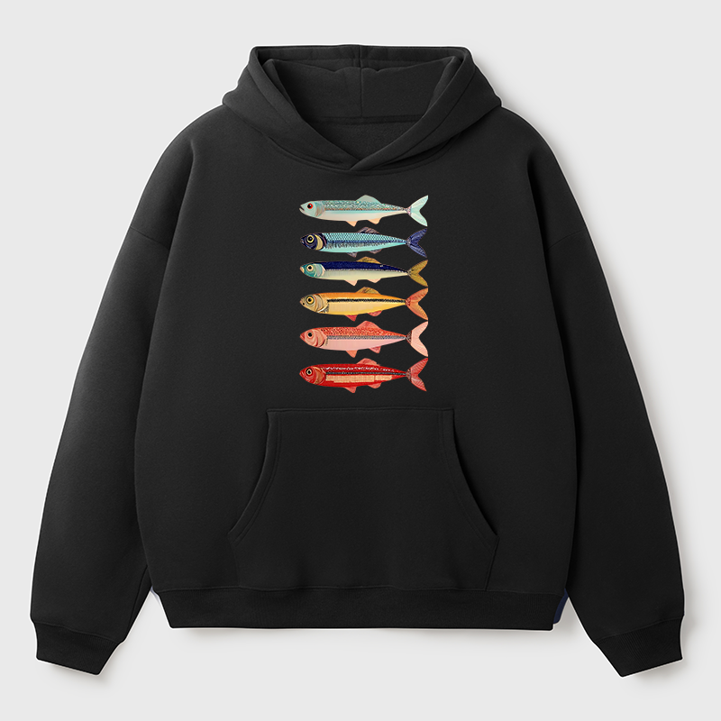 Tokyo-Tiger Colorful Fish Stack Adult Fleece Hoodie