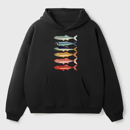 Tokyo-Tiger Colorful Fish Stack Adult Fleece Hoodie