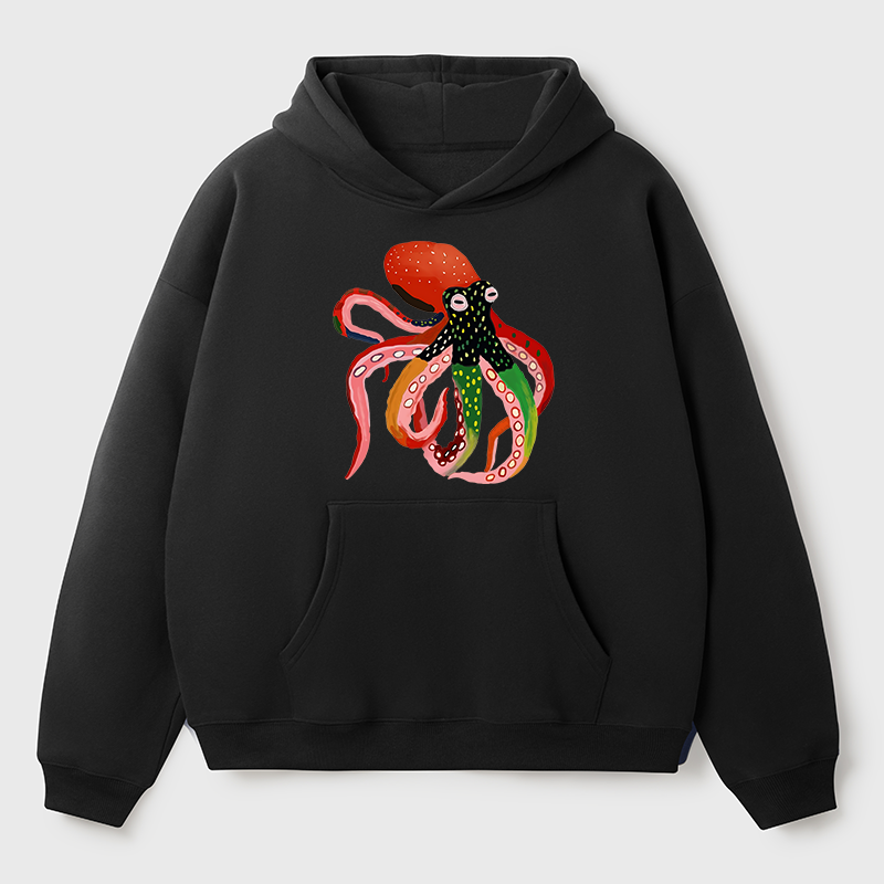 Tokyo-Tiger Colorful Octopus Art Adult Fleece Hoodie