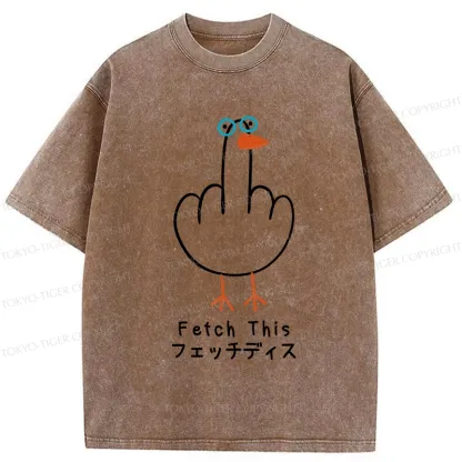 Tokyo-Tiger Funny Middle Finger Goose Washed T-Shirt
