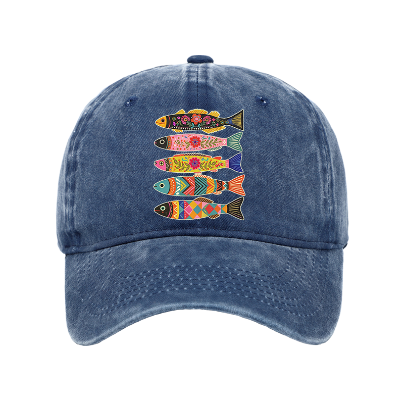 Tokyo-Tiger Colorful Patterned Fish Washed Cap