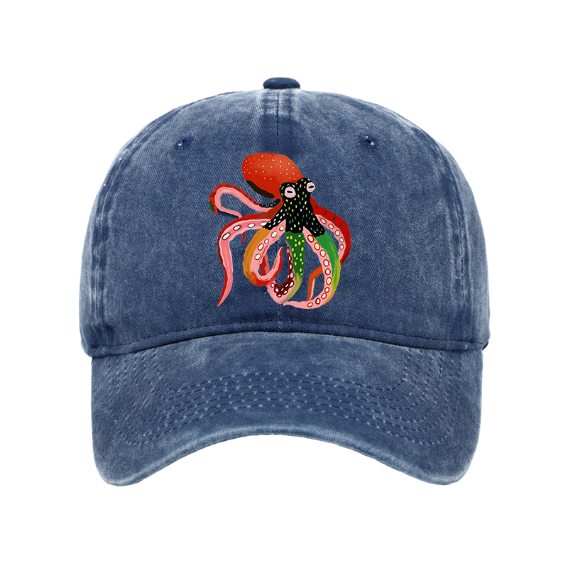 Tokyo-Tiger Colorful Octopus Art Washed Cap