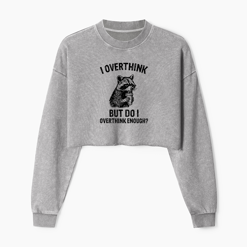Tokyo-Tiger Constant Overthinking Washed Crop Sweatshirt