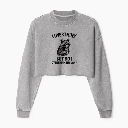 Tokyo-Tiger Constant Overthinking Washed Crop Sweatshirt