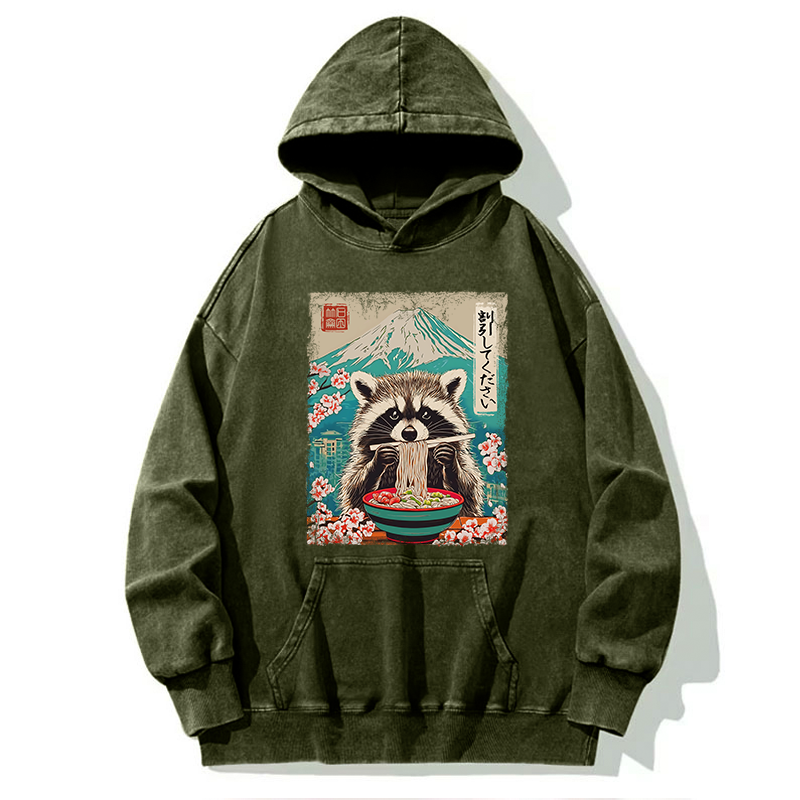 Tokyo-Tiger Please Give Raccoon A Discount Washed Hoodie