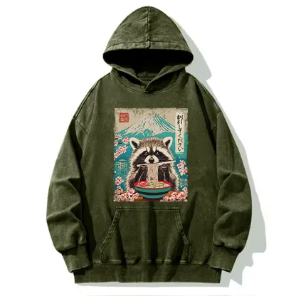 Tokyo-Tiger Please Give Raccoon A Discount Washed Hoodie
