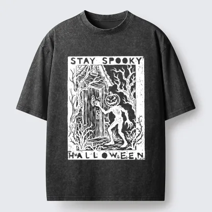 Tokyo‑Tiger Pumpkin Ghost Washed T‑Shirt