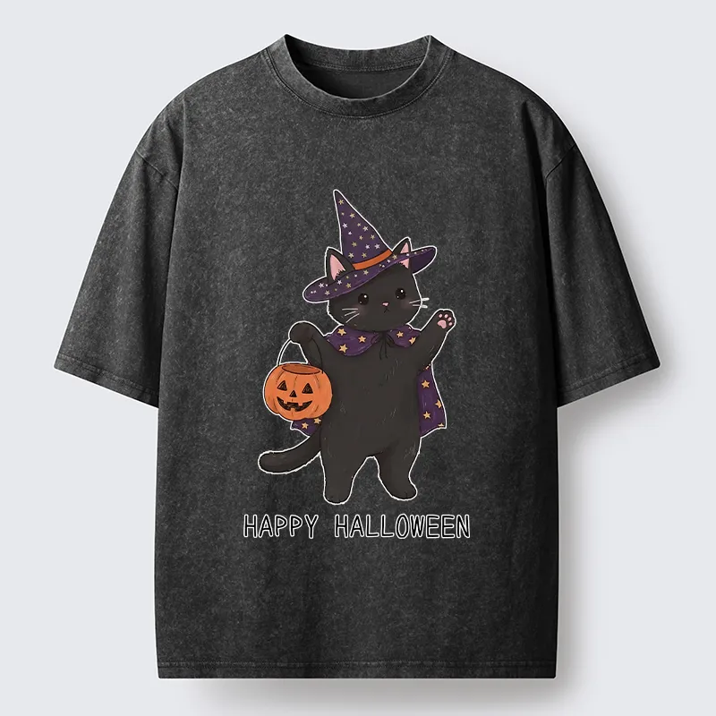 Tokyo‑Tiger Magic Cat Halloween Art Washed T‑Shirt