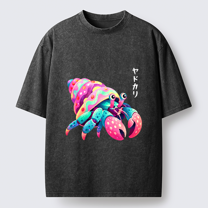 Tokyo‑Tiger Colorful Hermit Crab Washed T‑Shirt