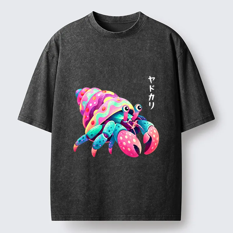 Tokyo‑Tiger Colorful Hermit Crab Washed T‑Shirt