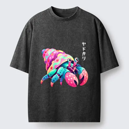Tokyo‑Tiger Colorful Hermit Crab Washed T‑Shirt
