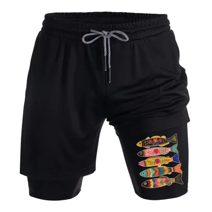 Tokyo-Tiger Colorful Patterned Fish Training Shorts