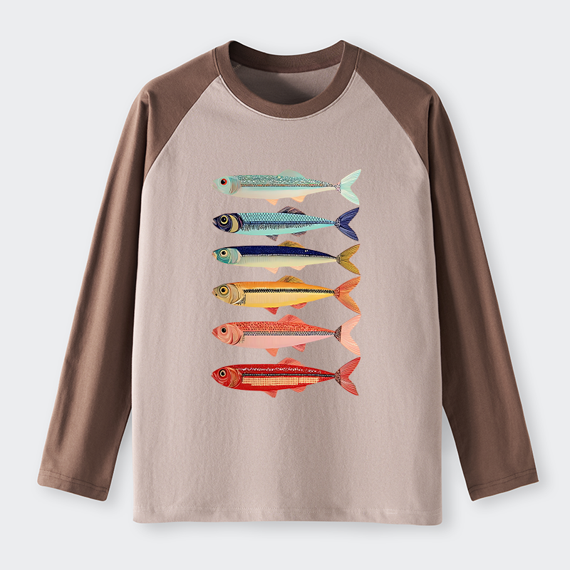 Tokyo-Tiger Colorful Fish Stack Long Sleeve T-shirt