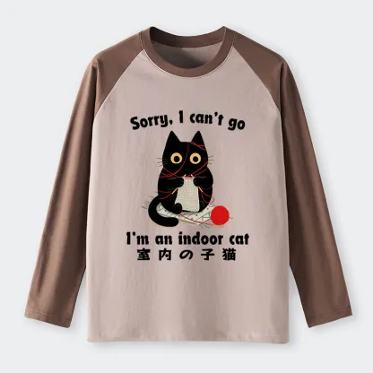 Tokyo-Tiger Indoor Cat Meme Raglan Long Sleeve T-shirt