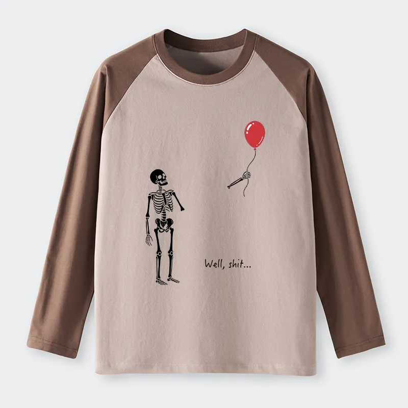Tokyo-Tiger Skeleton Balloon Meme Raglan Long Sleeve T-shirt