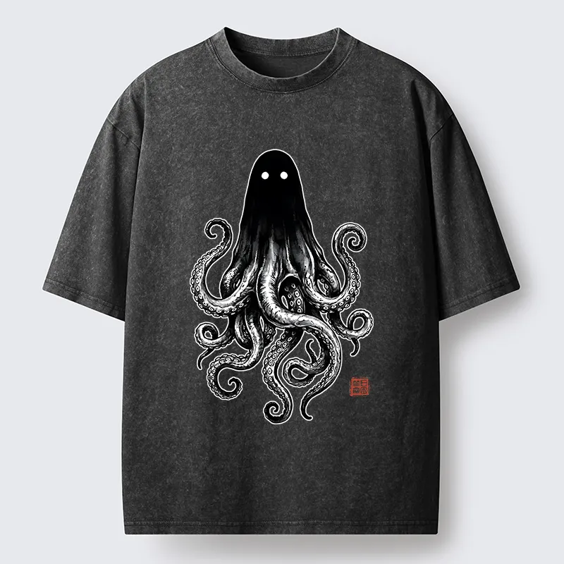 Tokyo‑Tiger Spooky Ghost Octopus Washed T‑Shirt