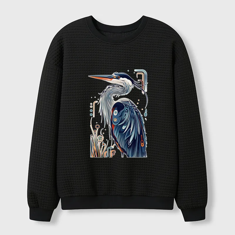 Tokyo-Tiger Stylish Blue Heron Waffle Sweatshirt Sale