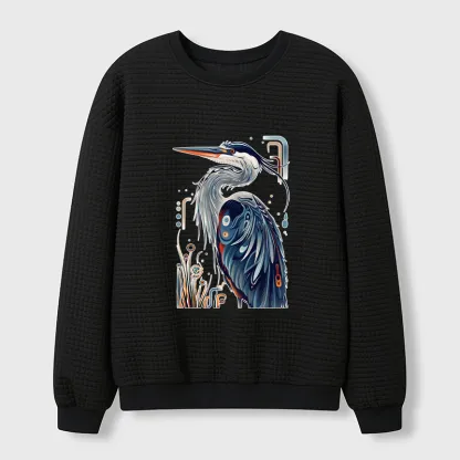 Tokyo-Tiger Stylish Blue Heron Waffle Sweatshirt