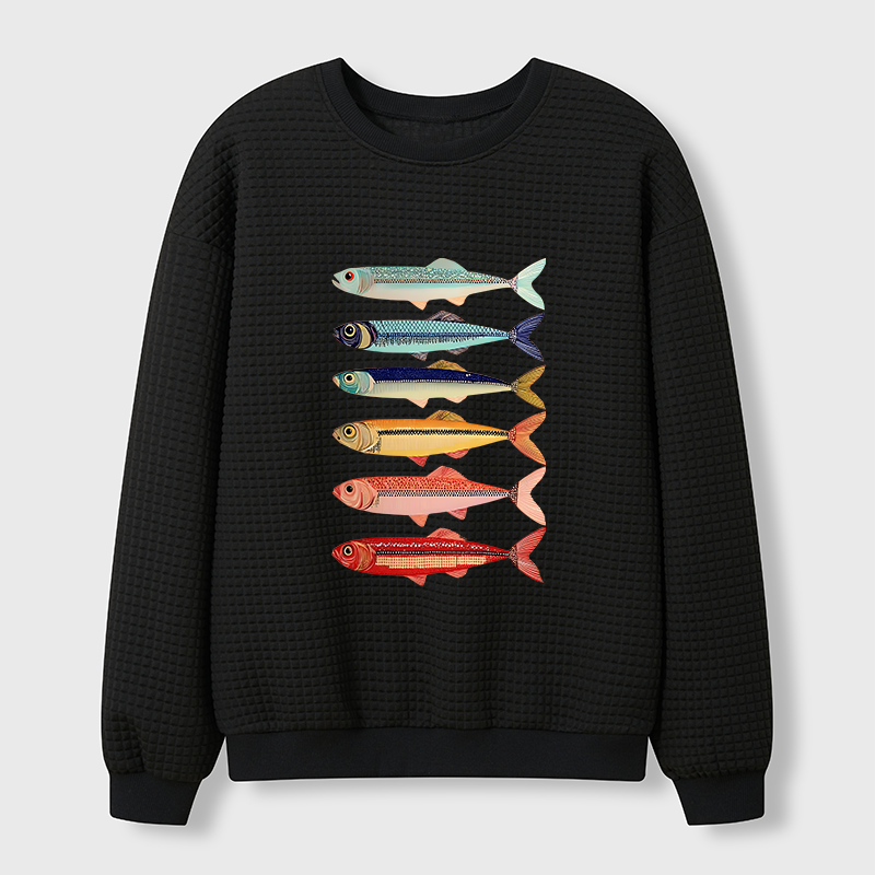 Tokyo-Tiger Colorful Fish Stack Waffle Sweatshirt