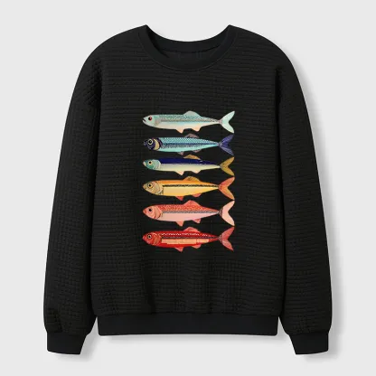 Tokyo-Tiger Colorful Fish Stack Waffle Sweatshirt