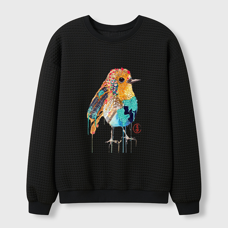 Tokyo-Tiger Sparkly Wild Bird Waffle Sweatshirt
