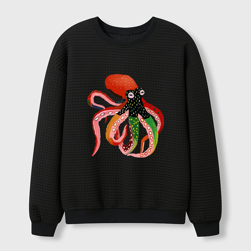 Tokyo-Tiger Colorful Octopus Art Waffle Sweatshirt