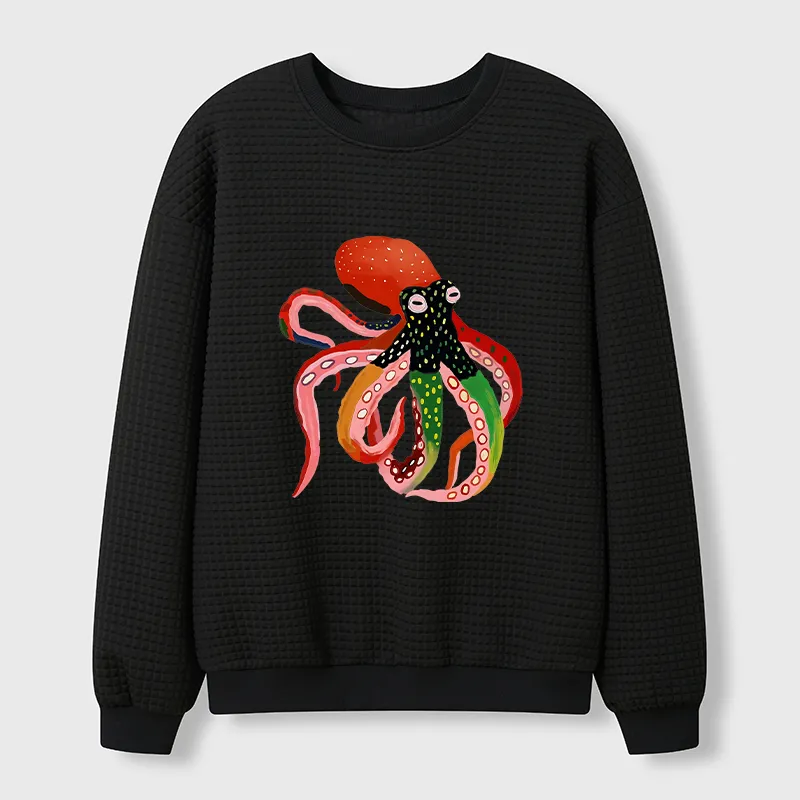 Tokyo-Tiger Colorful Octopus Art Waffle Sweatshirt Sale