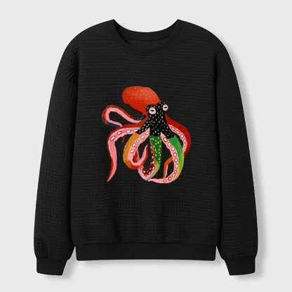 Tokyo-Tiger Colorful Octopus Art Waffle Sweatshirt
