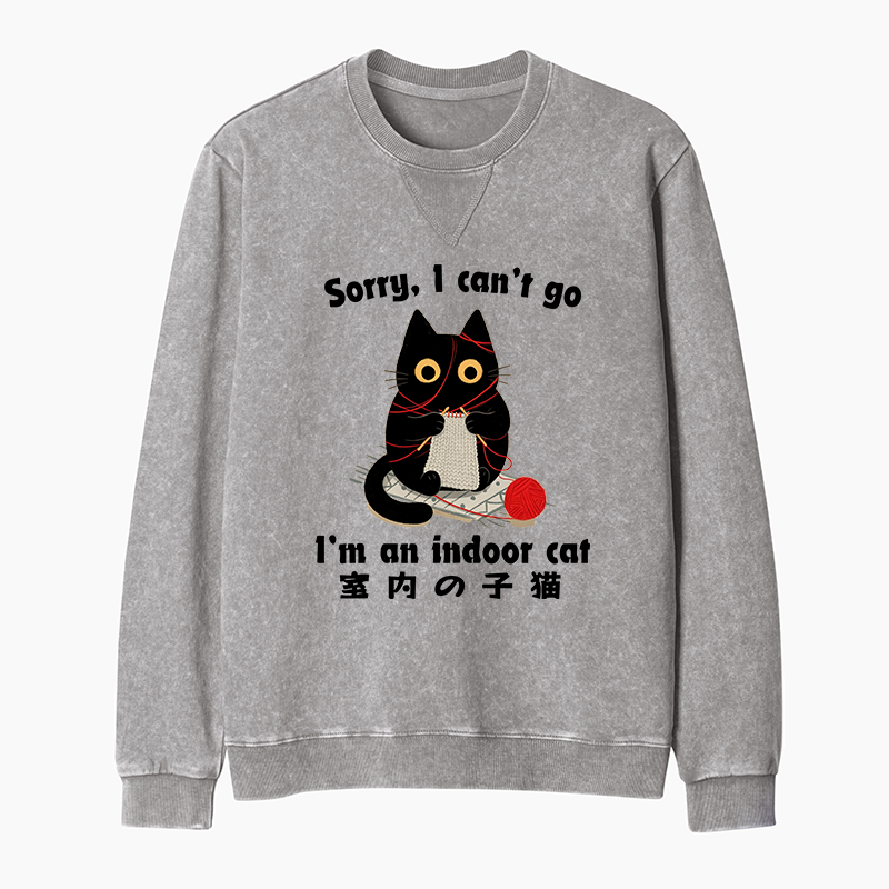 Tokyo-Tiger Indoor Cat Meme Washed Terry Sweatshirt