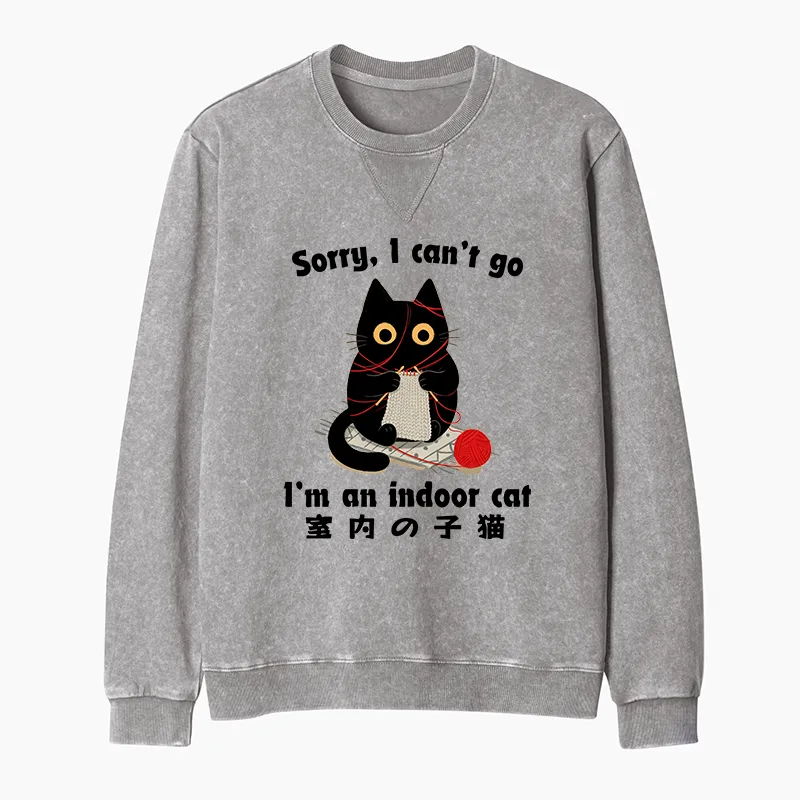 Tokyo-Tiger Indoor Cat Meme Washed Terry Sweatshirt