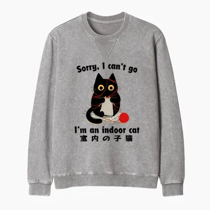 Tokyo-Tiger Indoor Cat Meme Washed Terry Sweatshirt