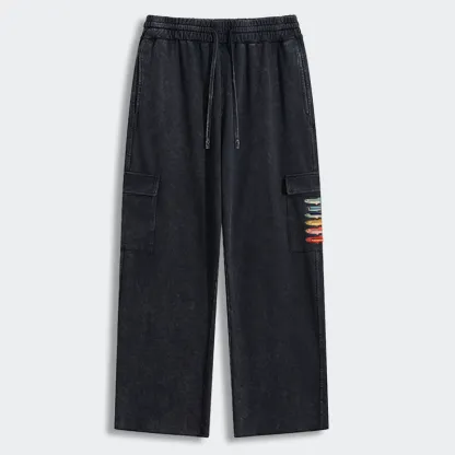 Tokyo-Tiger Colorful Fish Stack Washed Utility Sweatpants