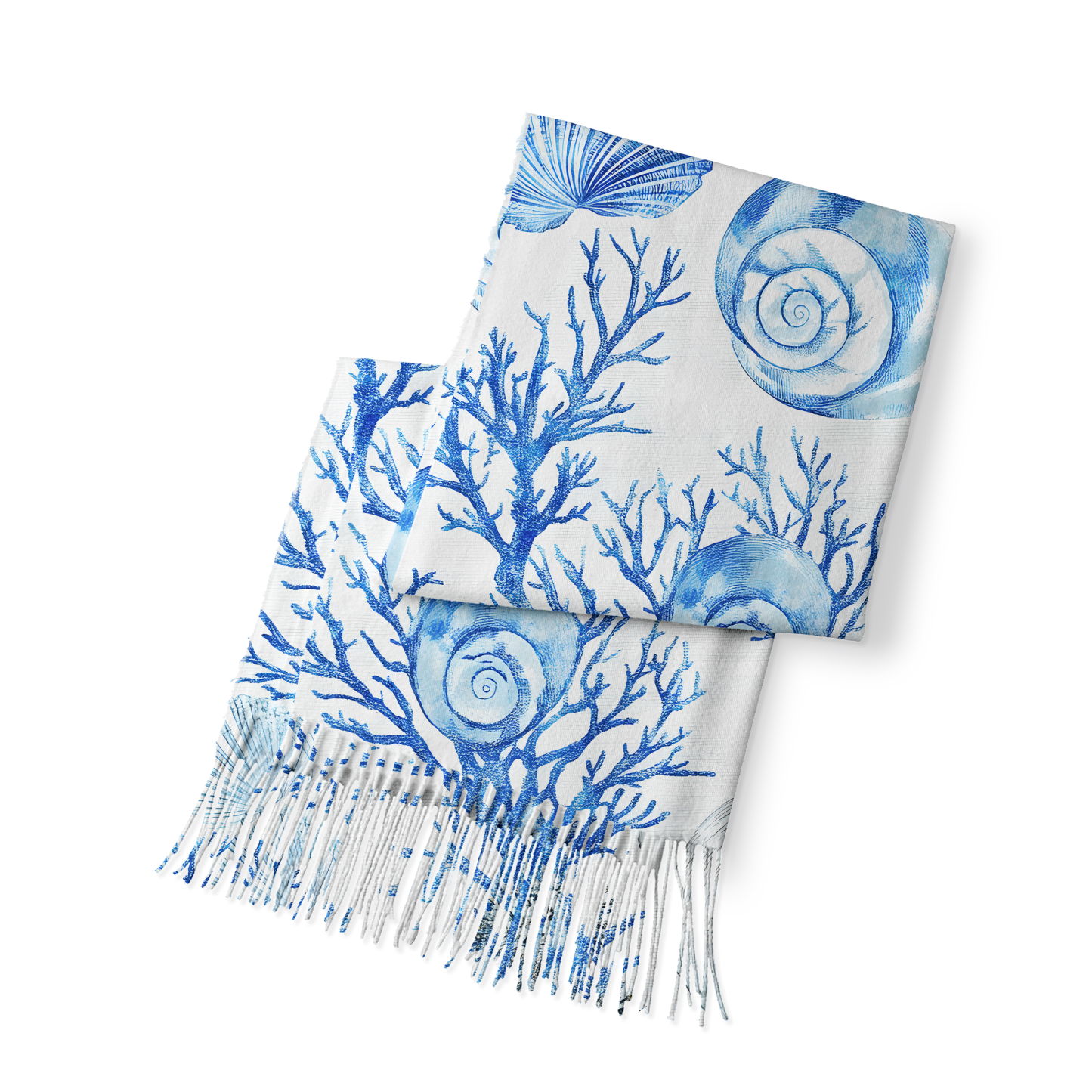 Tokyo-Tiger Shell And Coral Fringed Scarf