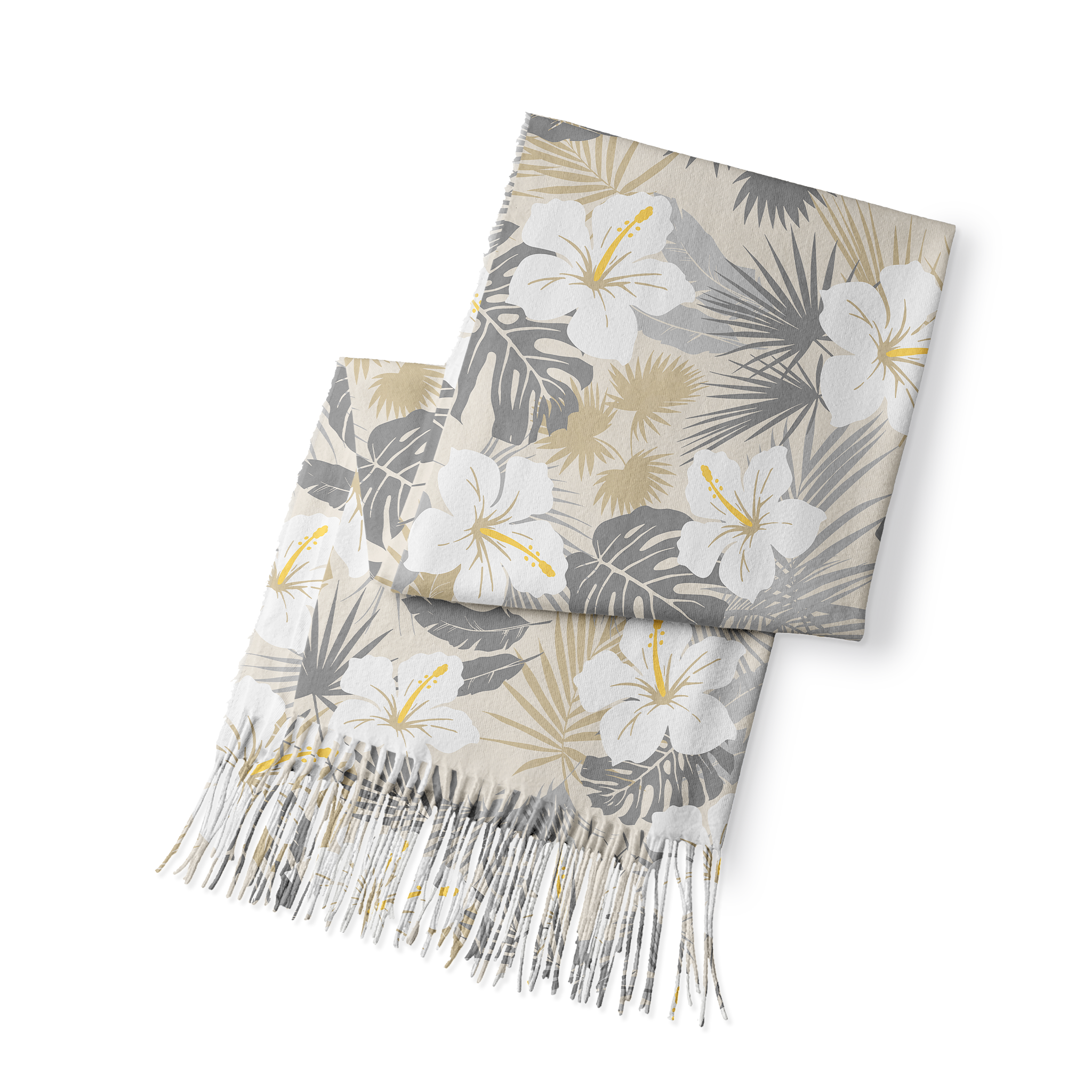 Tokyo-Tiger Elegant Flowers Waves Fringed Scarf