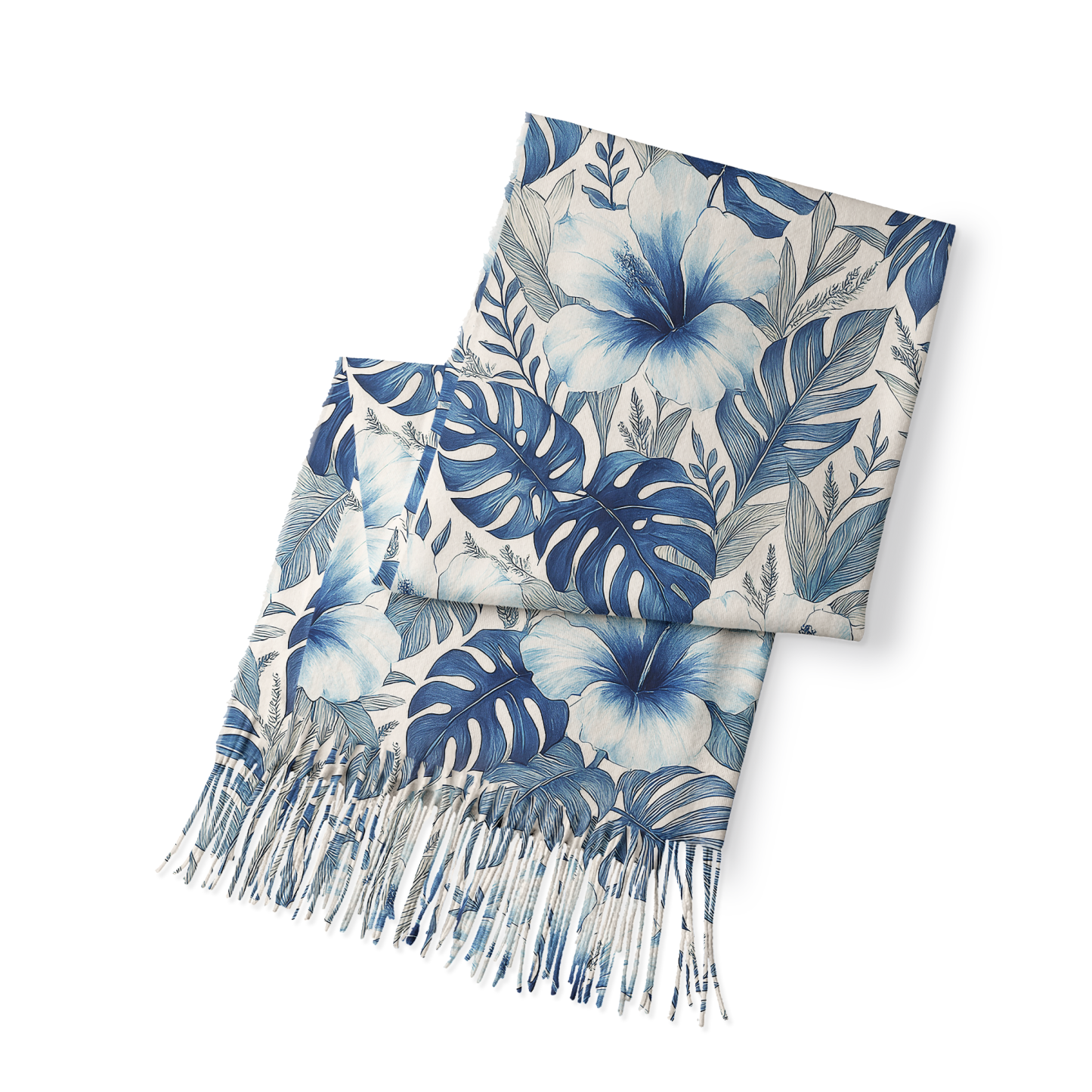 Tokyo-Tiger Lush Floral Jungle Fringed Scarf