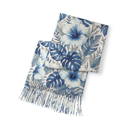 Tokyo-Tiger Lush Floral Jungle Fringed Scarf