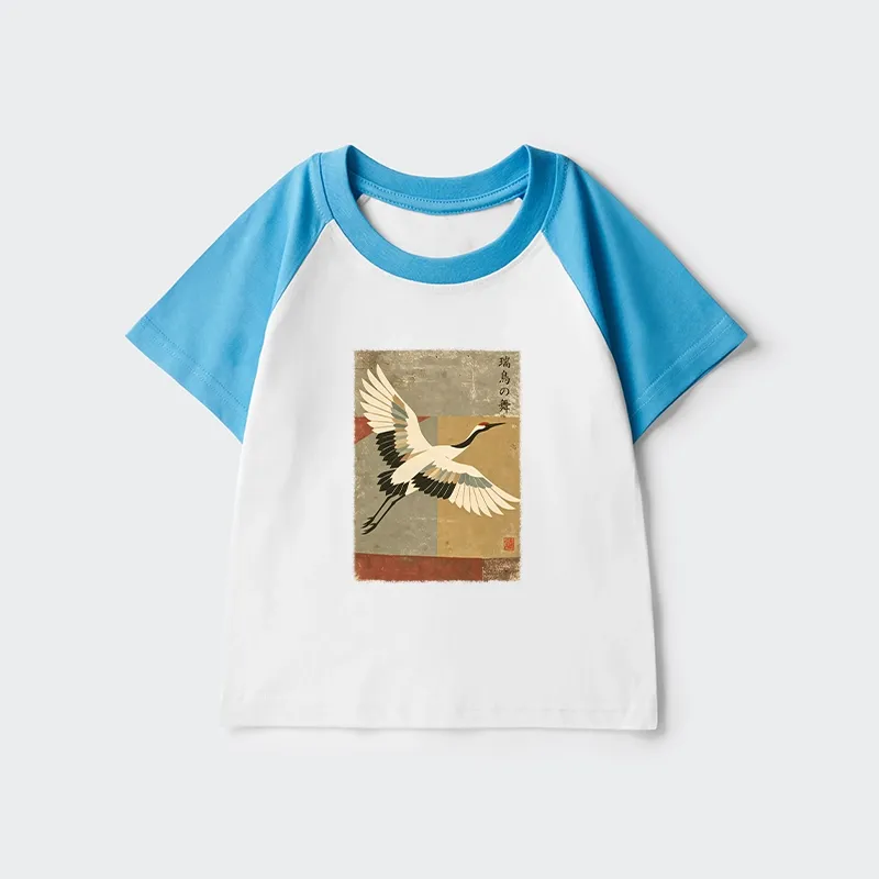 Tokyo-Tiger Crane Spirit Kids Raglan T-shirt