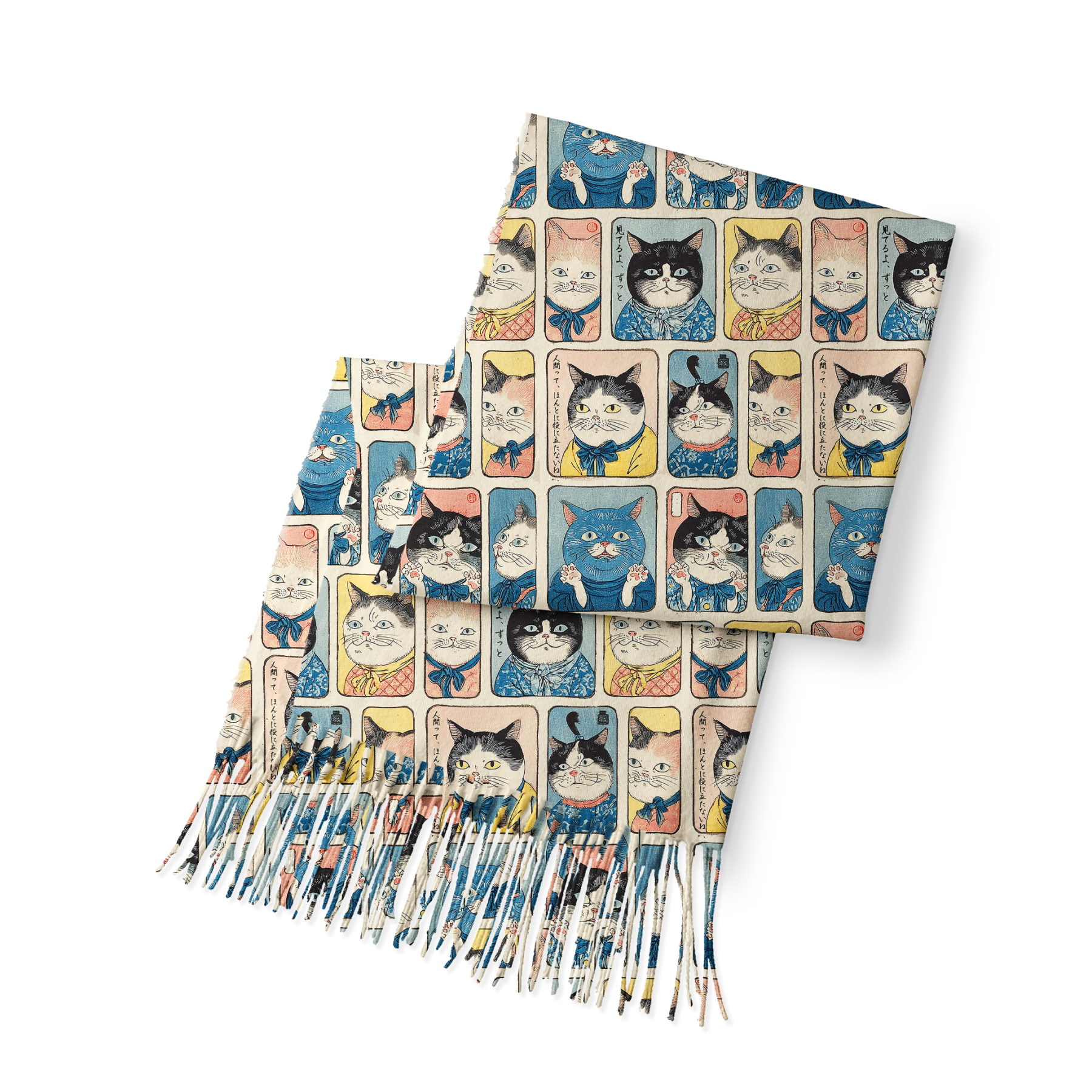 Tokyo-Tiger Many Cats Are Watching You Fringed Scarf